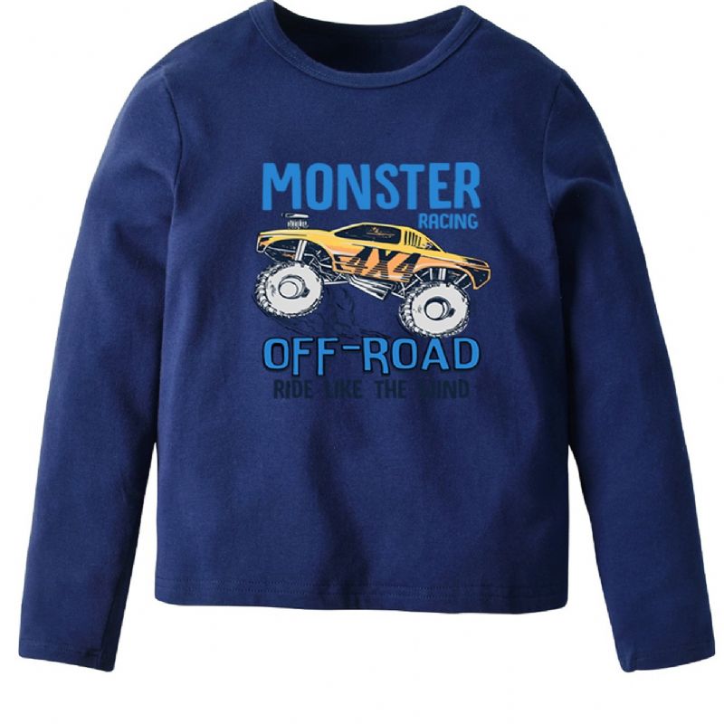 Pojkar Långärmad Skjorta Med Slogan Off Road Monster Racing