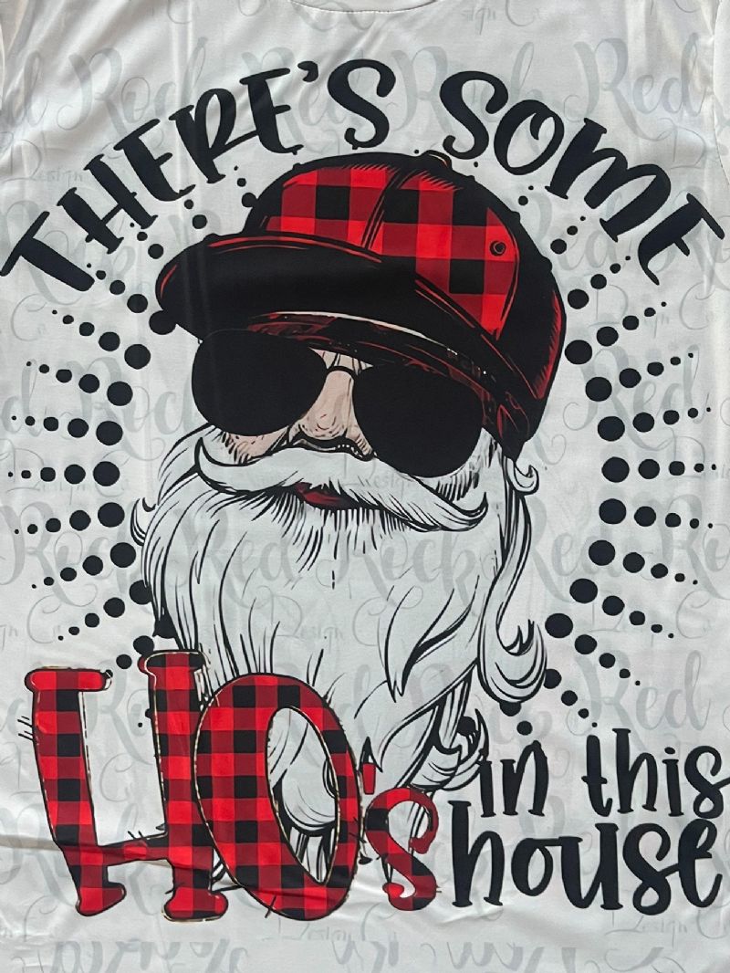 Rolig Jul-t-shirt För Pojkar. Det Finns Lite Hos I Det Här Huset Pläd Jultomte Grafiska T-shirts Vintage Topp