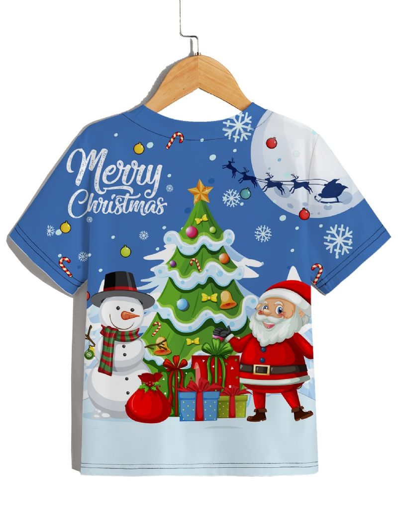 T-shirt Med Rund Hals För Pojkar Casual Crop Ärm 3d-mönster Digital Print Christmas Tee