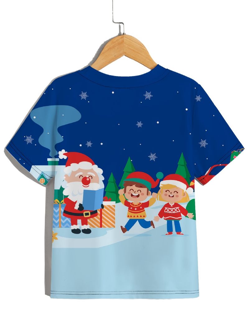 T-shirt Med Rund Hals För Pojkar Casual Crop Ärm 3d-mönster Digital Print Christmas Tee