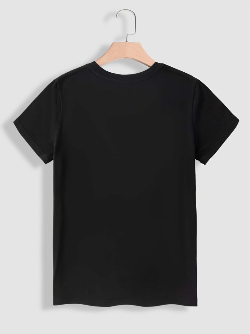 Tjejtryck T-shirt Med Rund Hals Casual Lös Kortärmad Mode Sommar T-shirts Toppar Damkläder