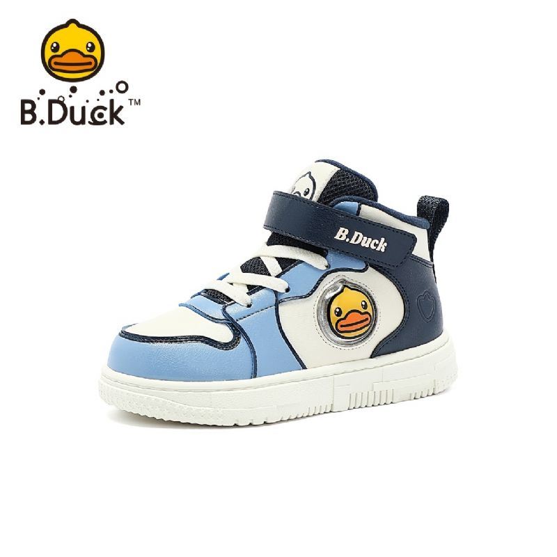 B.duck Pojkar Flickor Cartoon Sneakers Halkfri Fleece Warm High Top Skate Skor Vinter Barn