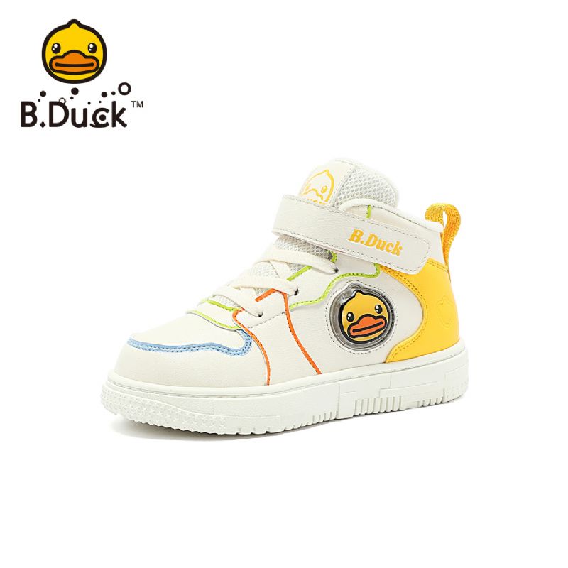 B.duck Pojkar Flickor Cartoon Sneakers Halkfri Fleece Warm High Top Skate Skor Vinter Barn