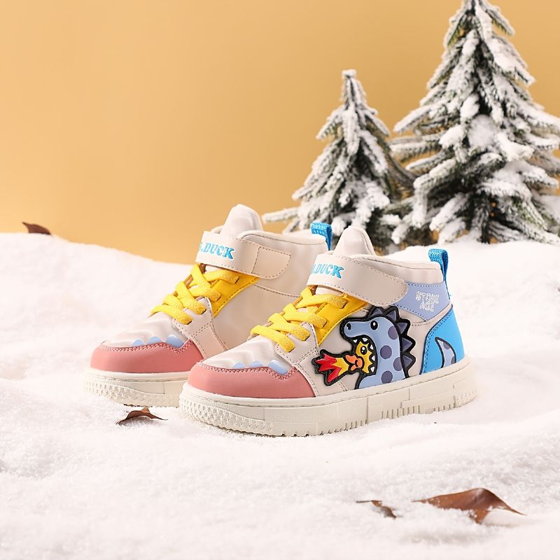 B.duck Pojkar Flickor Sneakers Cartoon Halkfri Fleece Varm Vinter Canvas Skor Barnskor