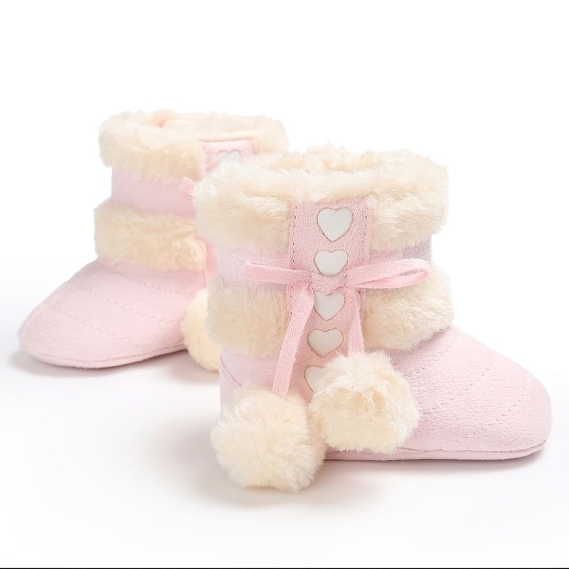 Infant Bebis Flickor Booties Mjuksulor Anti-slip High Top Prewalker Skor För Vintern