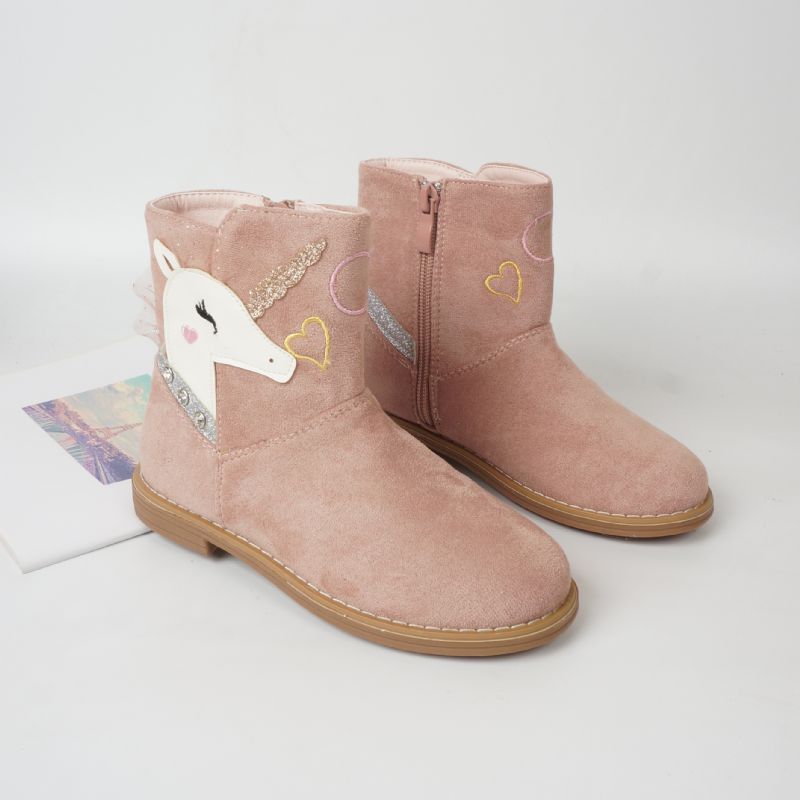 Barn Bebis Flickor Unicorn Ankel Boots Zip Rund Toe Höst Vinter Booties