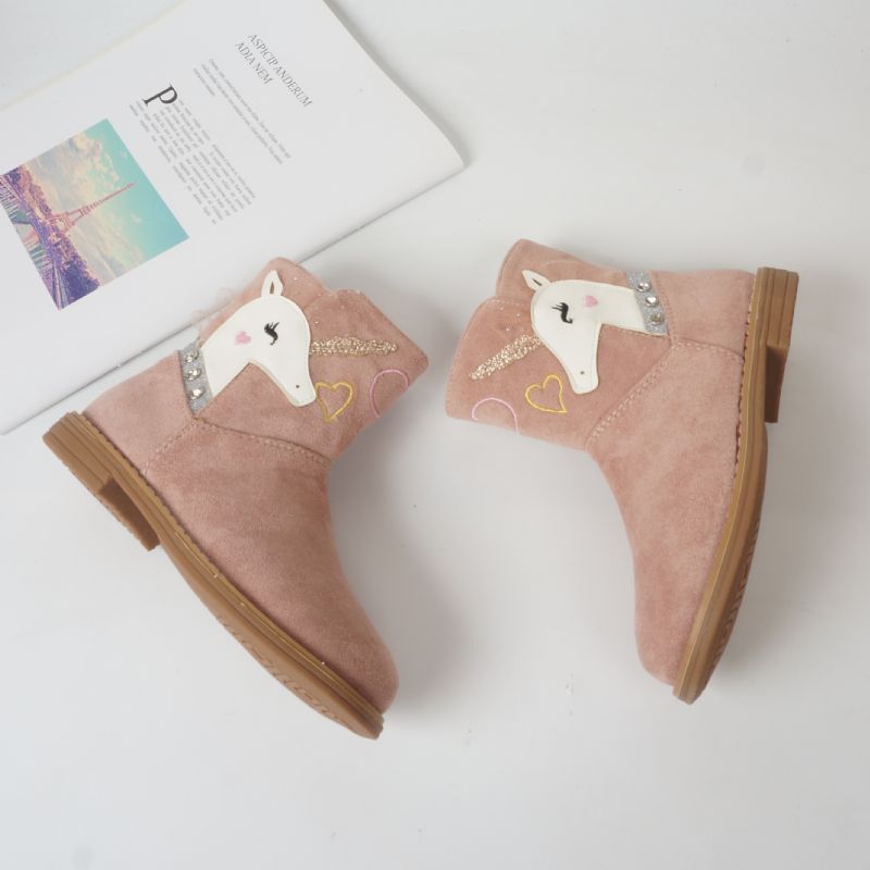 Barn Bebis Flickor Unicorn Ankel Boots Zip Rund Toe Höst Vinter Booties