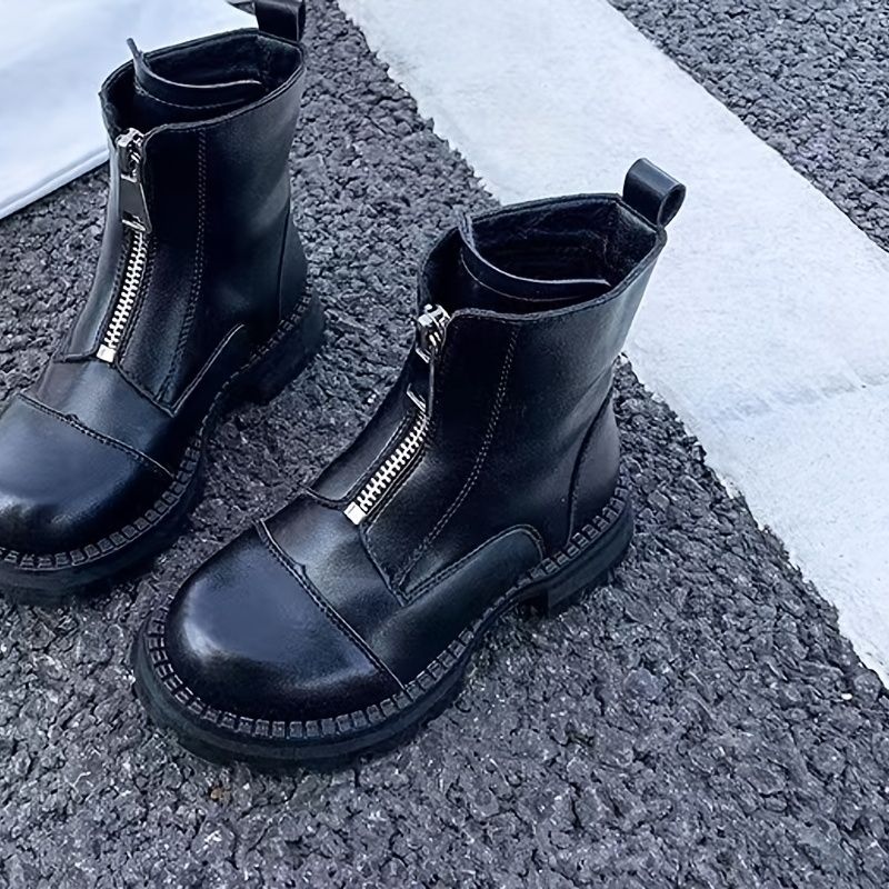 Barn High Top Tjocksulor Front Zipper Boots Mjuksulor Anti-halkskor För Pojkar Flickor