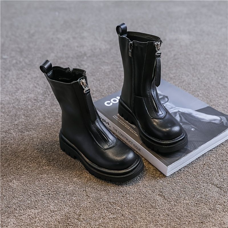 Barn Höst Vinter Flickor Bekväma Flat High Top Zipper Boots