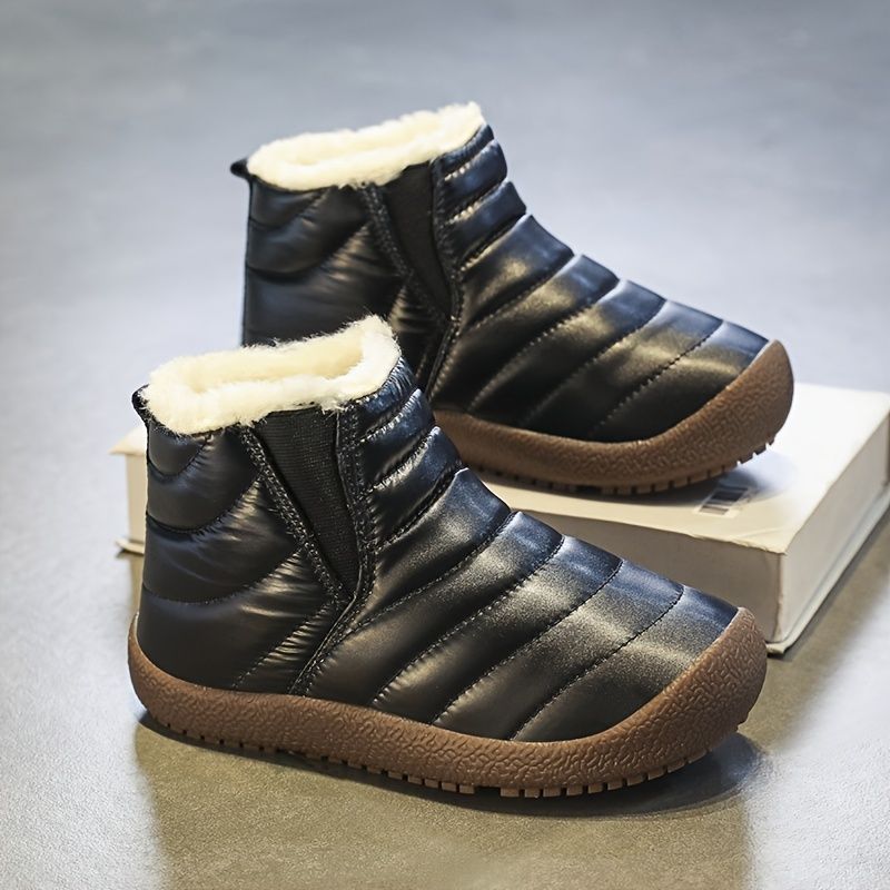 Bebis Flickor Pojkar Snökängor Plysch Vattentät High-top Slip On Outdoor Skor För Vintern