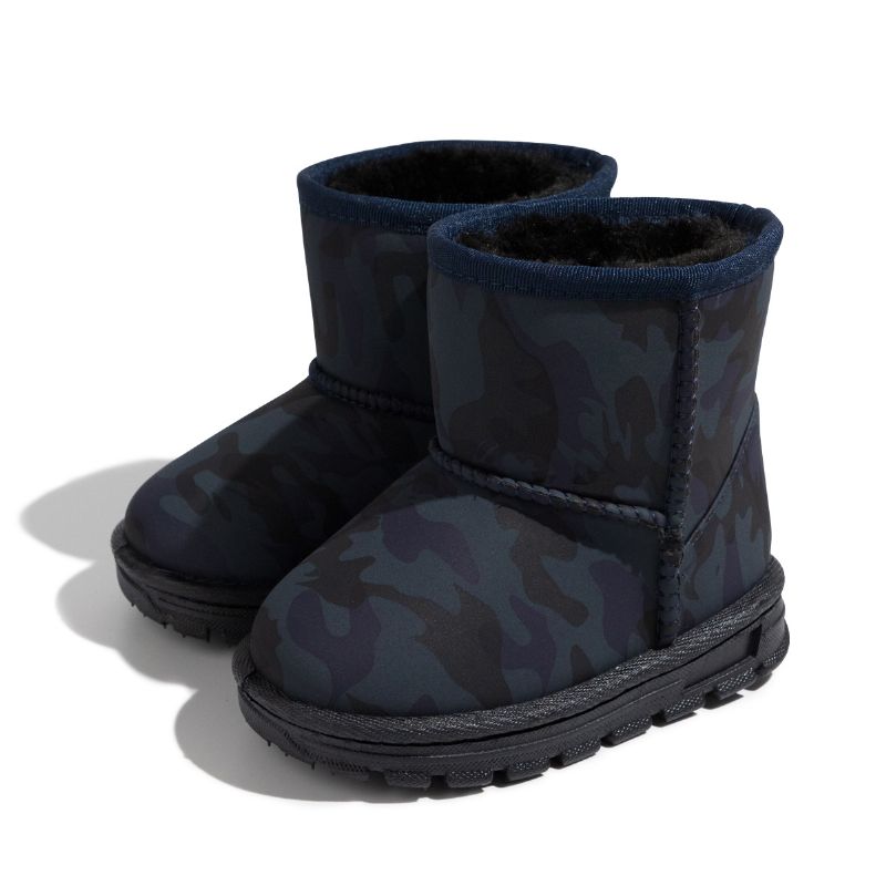 Casual Camouflage Print Snökängor High Top Vattentät Halkfri Fleece Termostövlar För Vinter Pojkar Flickor