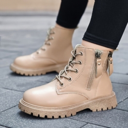 Flickor Läder Snörning Casual Combat Boots