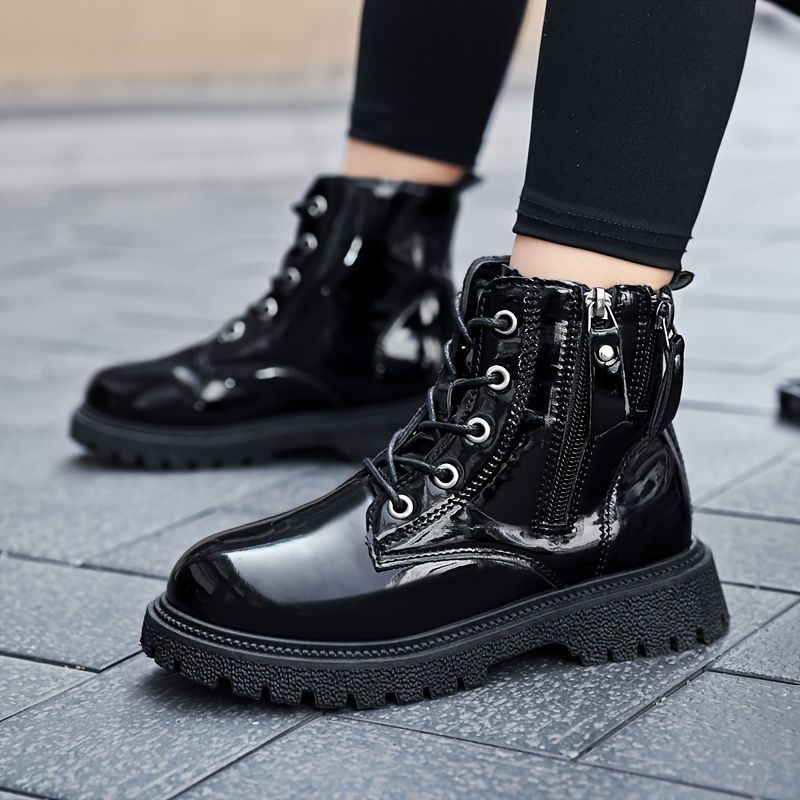 Flickor Läder Snörning Casual Combat Boots