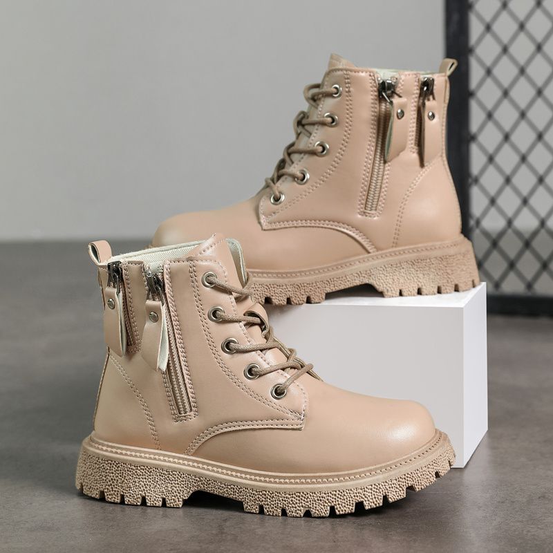 Flickor Läder Snörning Casual Combat Boots