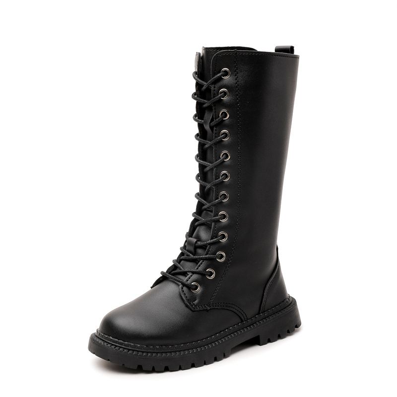 Flickor Läder Zipper Mid Boots Skor Höst Vinter