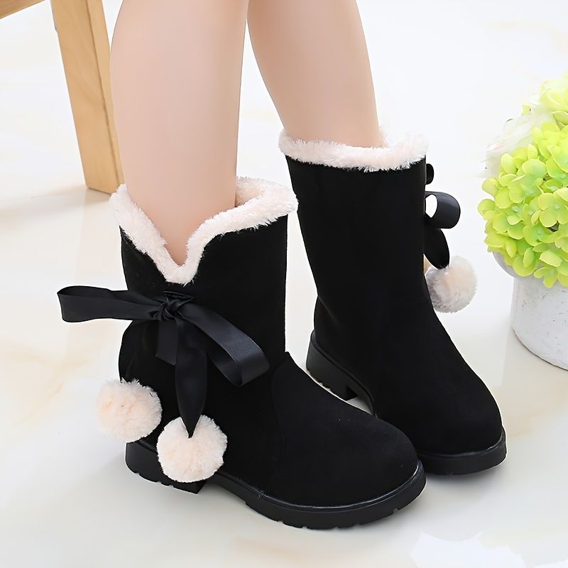 Flickor Velvet Boots Mjuksulor Anti-slip High Top Thermal Skor For Winter Christmas