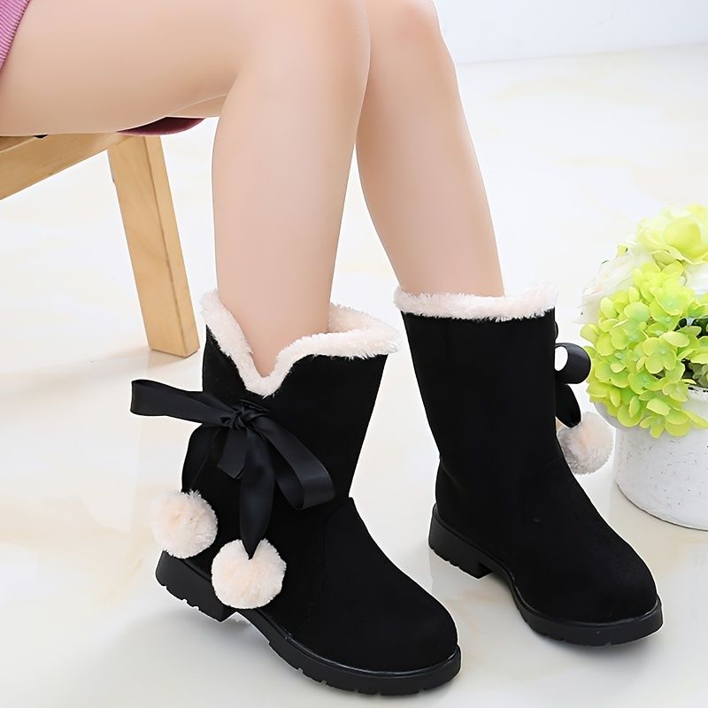 Flickor Velvet Boots Mjuksulor Anti-slip High Top Thermal Skor For Winter Christmas