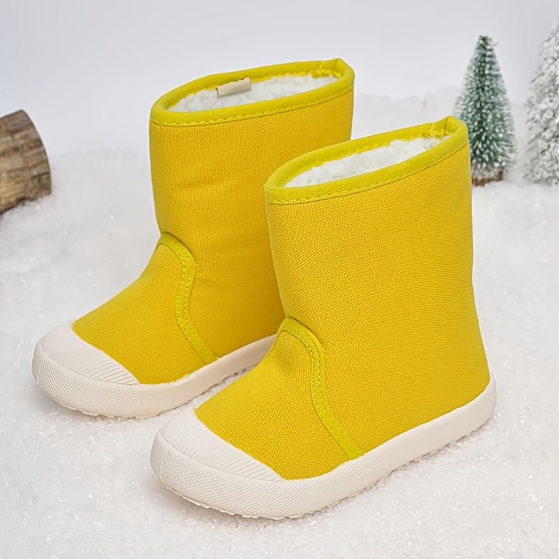 Höst Vinter Barn Enfärgad Fleece Slip-on Snökängor