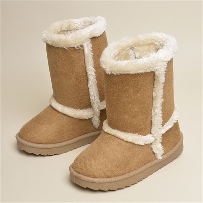 Tjejer Faux Mocka Snökängor High Top Fleece Thermal Non-slip Boots För Vinter Utomhus