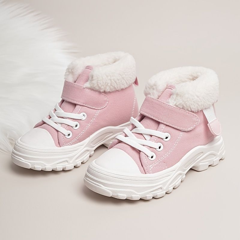 Toddler Bebis Flickor Boots Mjuksulor High Top Canvas Skor För Höst Vinter Ny