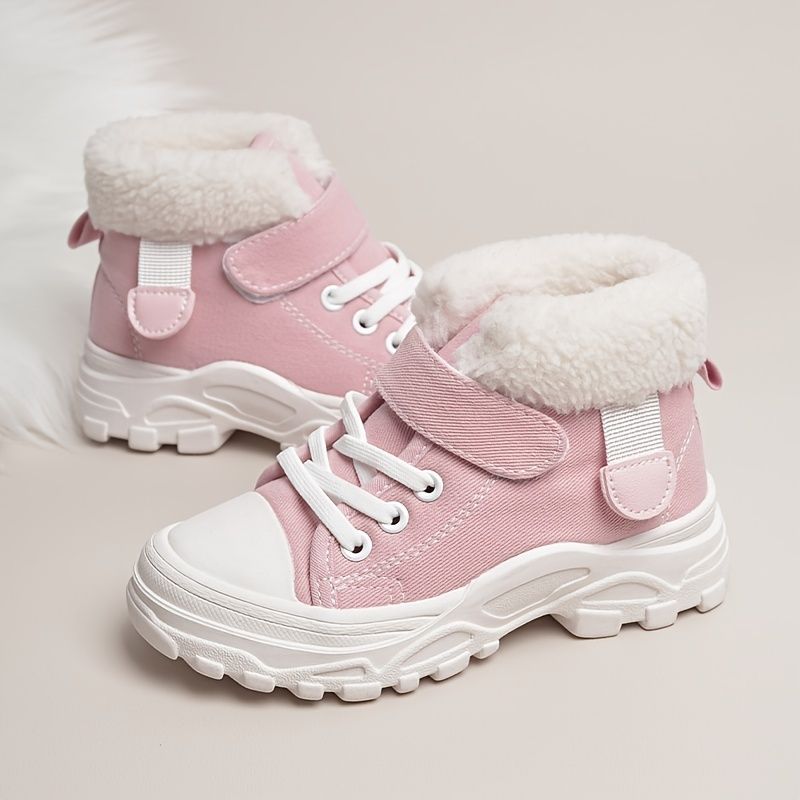 Toddler Bebis Flickor Boots Mjuksulor High Top Canvas Skor För Höst Vinter Ny