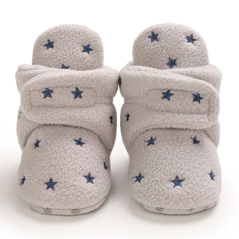 Toddler Bebis Pojkar Flickor Snökängor Mjuksulor High Top Stars Print Warm Walker Skor