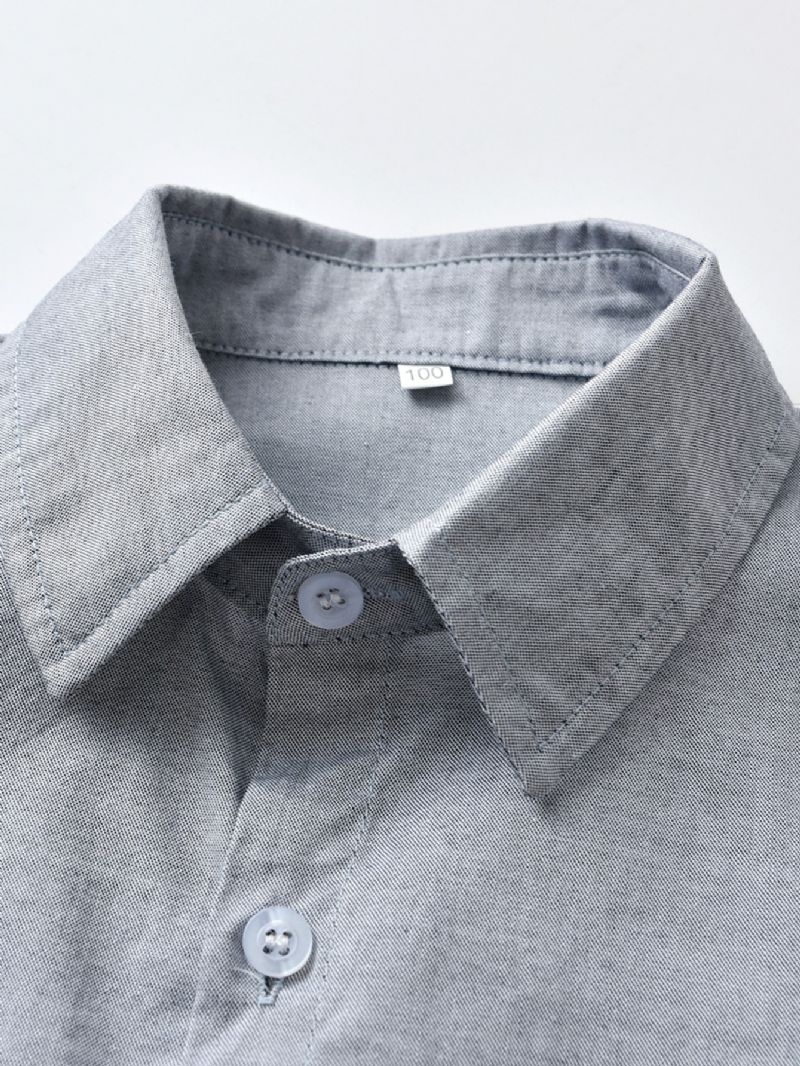 Bebis Pojkar Enfärgade Skjortor Button Down Långärmad Lapel Blus Toppar Barnkläder