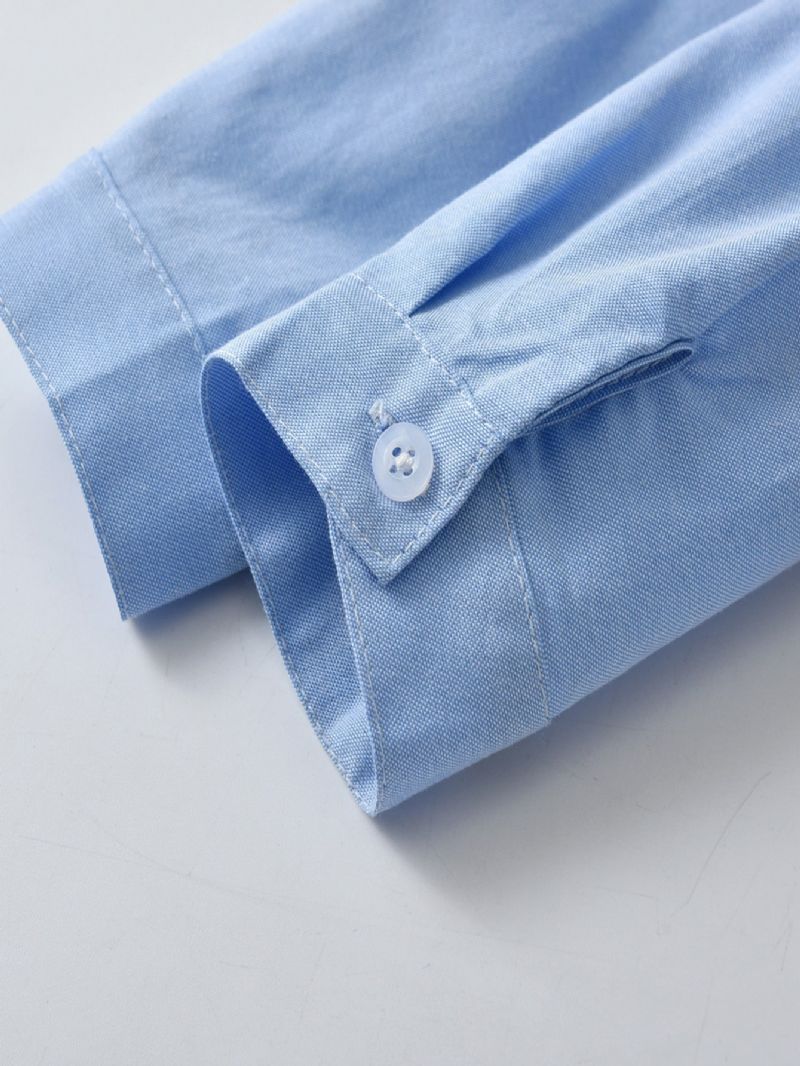 Pojkar Enfärgad Långärmad Button Down Lapel Shirt