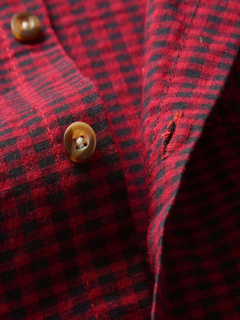 Pojkar Rutiga Button Down Lapel Kortärmade Skjortor