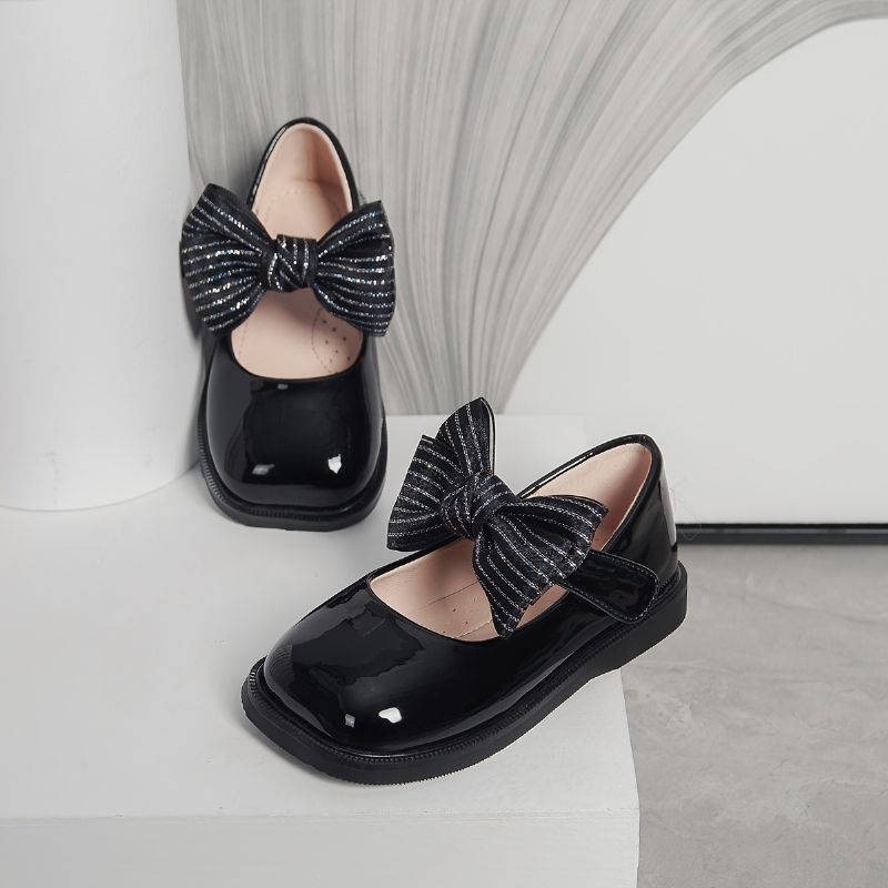 Bebis Flickor Skor Mary Jane Flats Soft Sole Square Toe Bow Princess