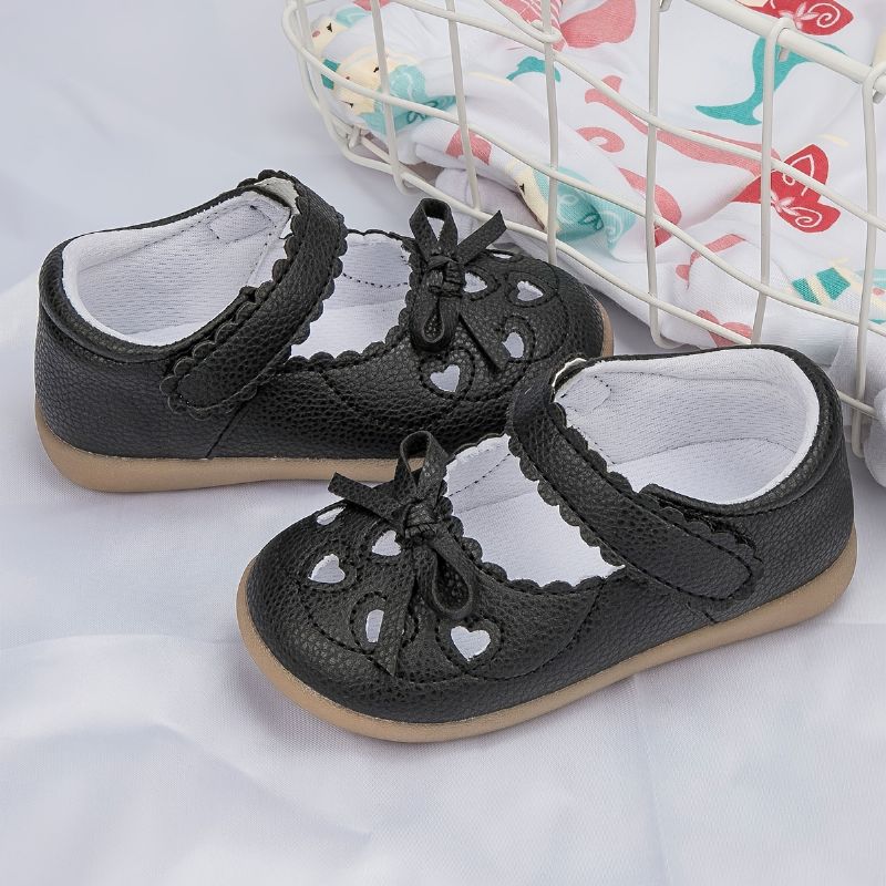 Flickor Casual Vintage Heart Hollow Mary Jane Skor With Bowknot Flat Halkfria Princess