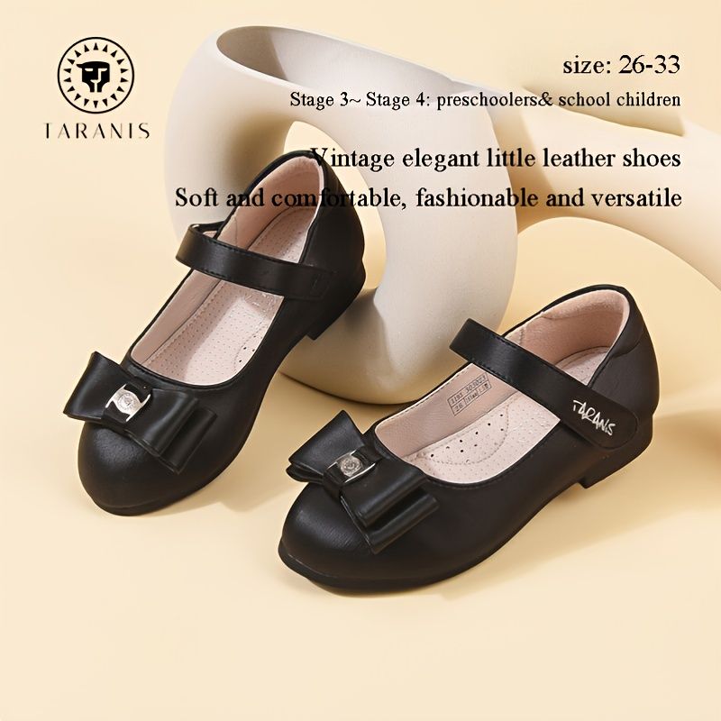 Flickor Julklapp Vintage Elegant Bow Läder Mary Jane Flats Höst