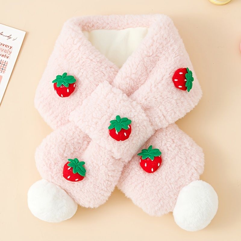 Bebis Flickor Scarf Söt Strawberry Fleece Varm Winter