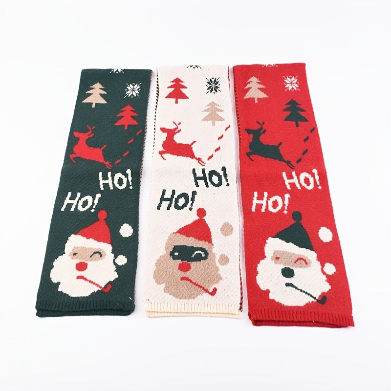 Flickor Pojkar Söt Cartoon Santa Claus Scarf Vinter Varm Stickad