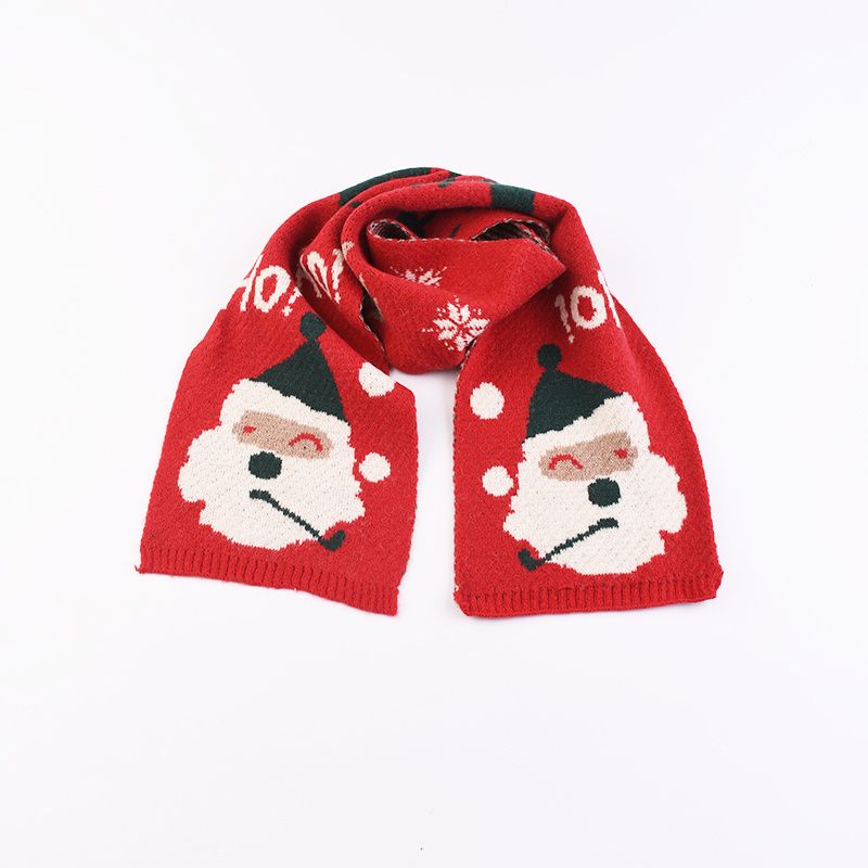 Flickor Pojkar Söt Cartoon Santa Claus Scarf Vinter Varm Stickad