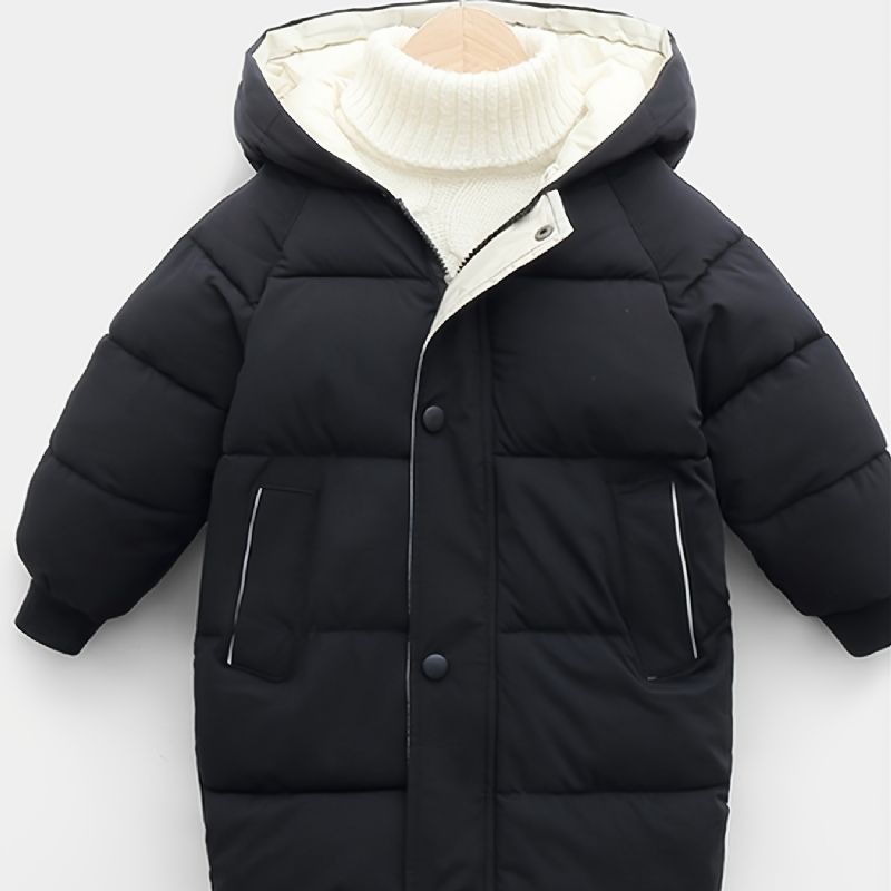 Barn Pojkar Hooded Thermal Puffer Kappa Vadderade Ytterkläder Vinter Nya Barnkläder