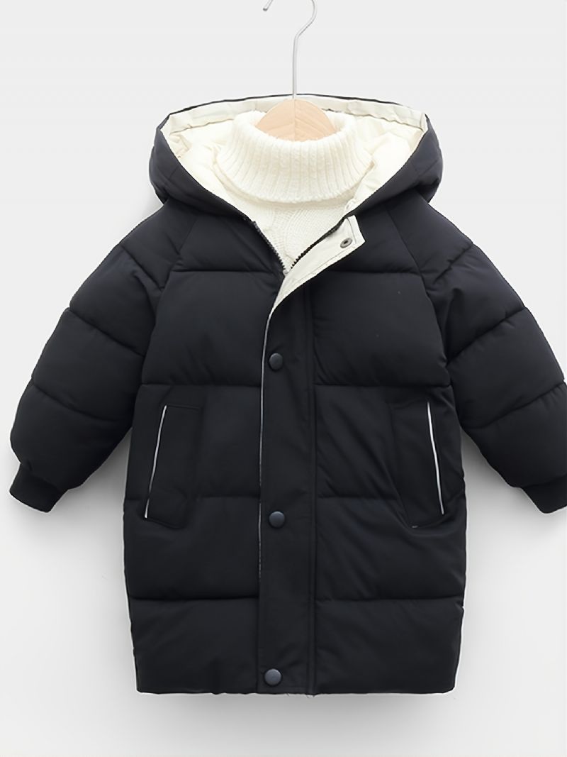 Barn Pojkar Hooded Thermal Puffer Kappa Vadderade Ytterkläder Vinter Nya Barnkläder