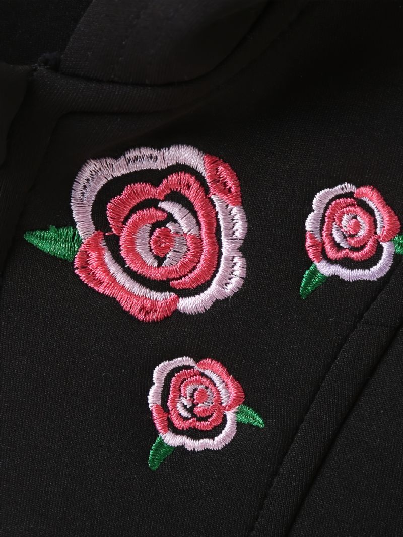 Höst & Vinter Bebis Flickor Mode Blomma Broderi Långärmad Hooded Zipper Kappa