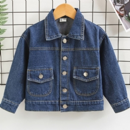 Pojkar Button Down-fickor Jeansjacka Kappa Barnkläder För Vår Höst