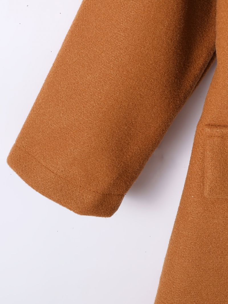 Pojkar Casual Lapel Thermal Woolen Kappa Med Falsk Ficka För Vintern