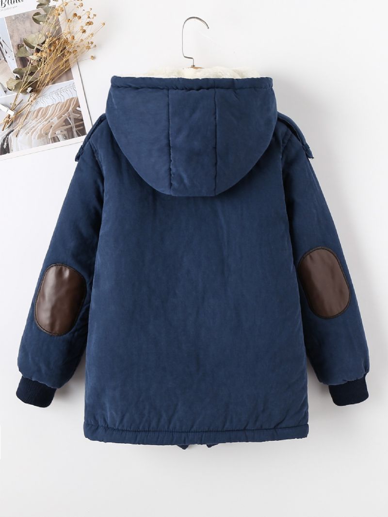 Pojkar Teddy Slant Zipper High Neck Långärmad Hooded Thermal Winter Kappa