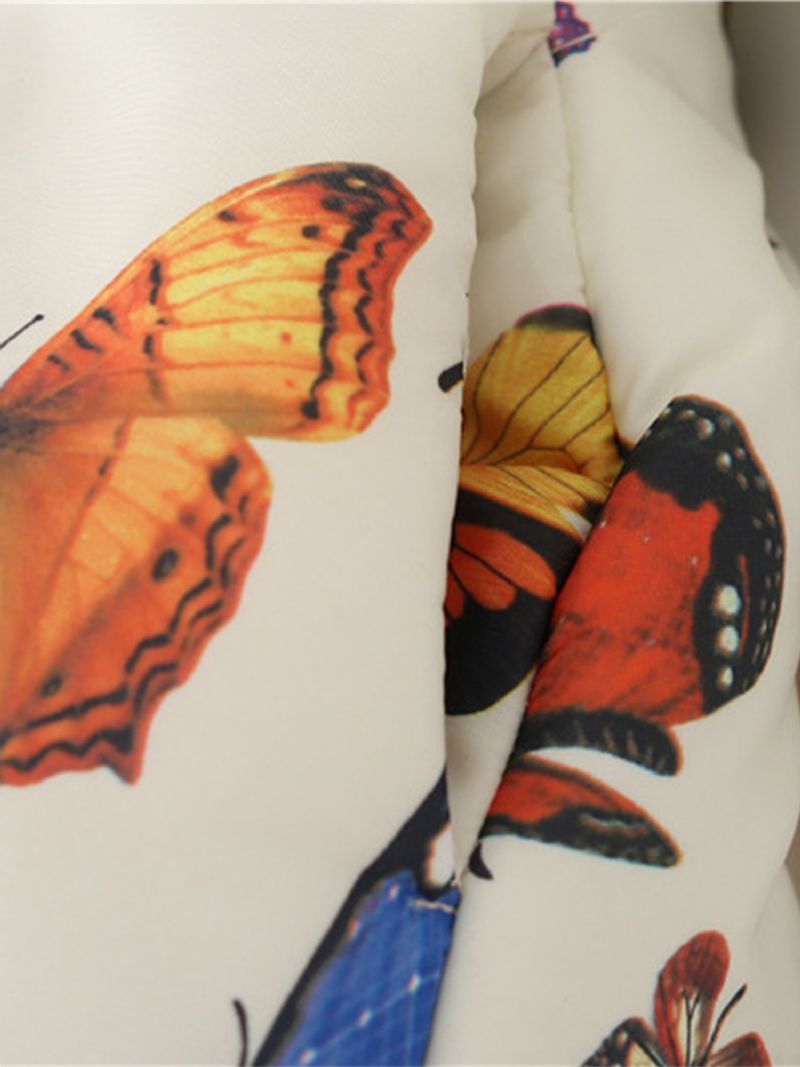 Tjejer Hooded Cotton Jacka Butterfly Print Vadderad