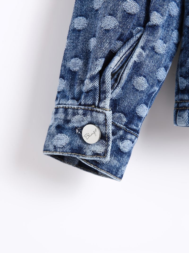 Tjejjacka Jeansjacka Lapel Button Ripped Print Kappa Barnkläder