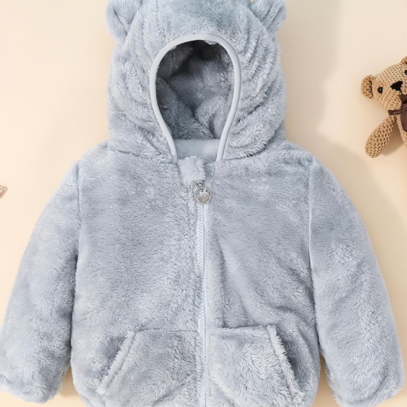 Toddler Bebis Flickor Huvjacka Flanell Zip Kappa För Höst Vinter Ny