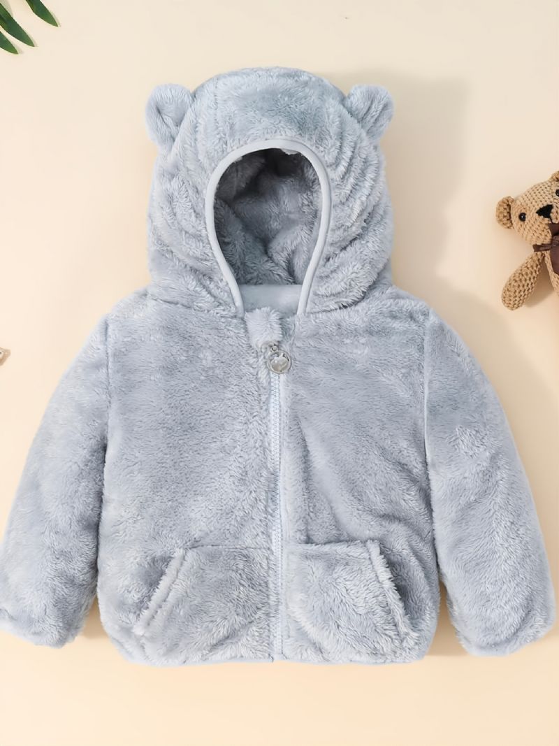 Toddler Bebis Flickor Huvjacka Flanell Zip Kappa För Höst Vinter Ny