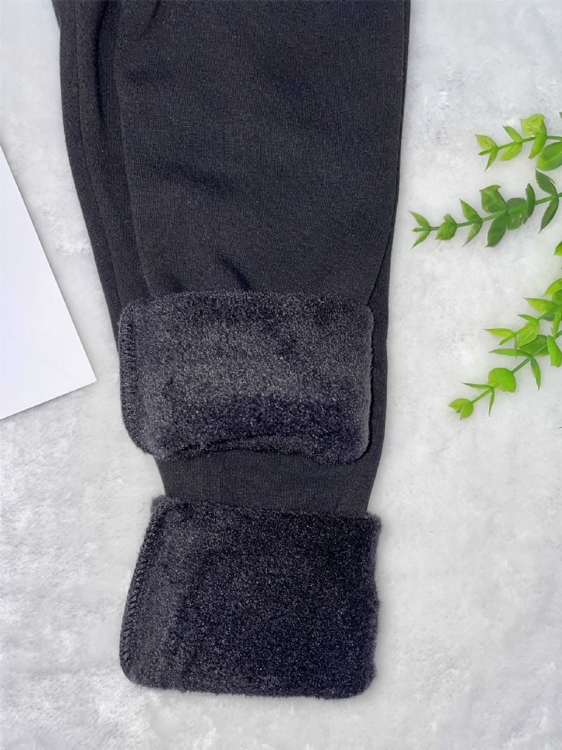 Bebis Flickor Leggings Bomull Enfärgad Fleece Varma Byxor Vinter