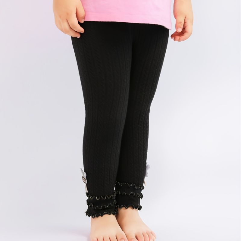 Flickor Ankellängd Stickad Footless Ruffle Tights Leggings