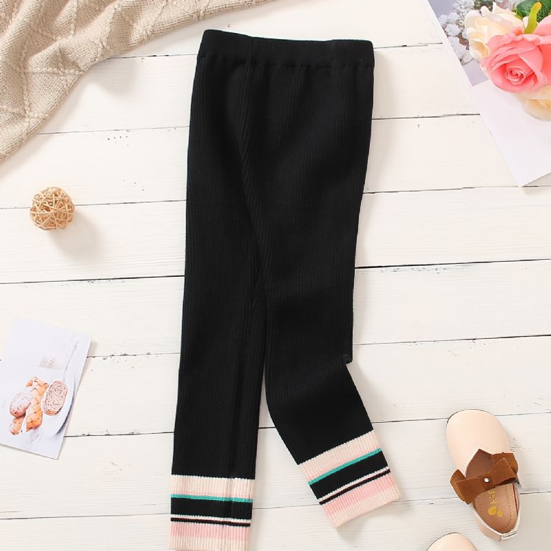 Flickor Elegant Casual Randig Stretchy Stickade Leggings För Vintern