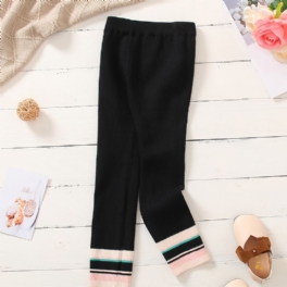 Flickor Elegant Casual Randig Stretchy Stickade Leggings För Vintern