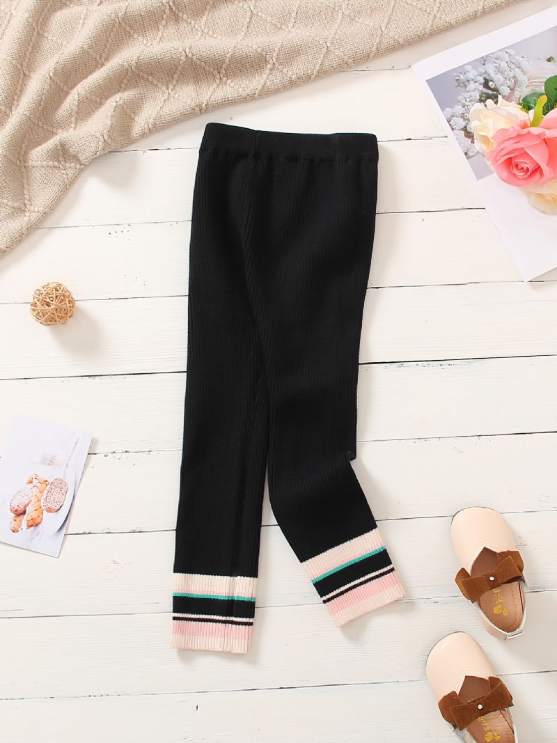 Flickor Elegant Casual Randig Stretchy Stickade Leggings För Vintern